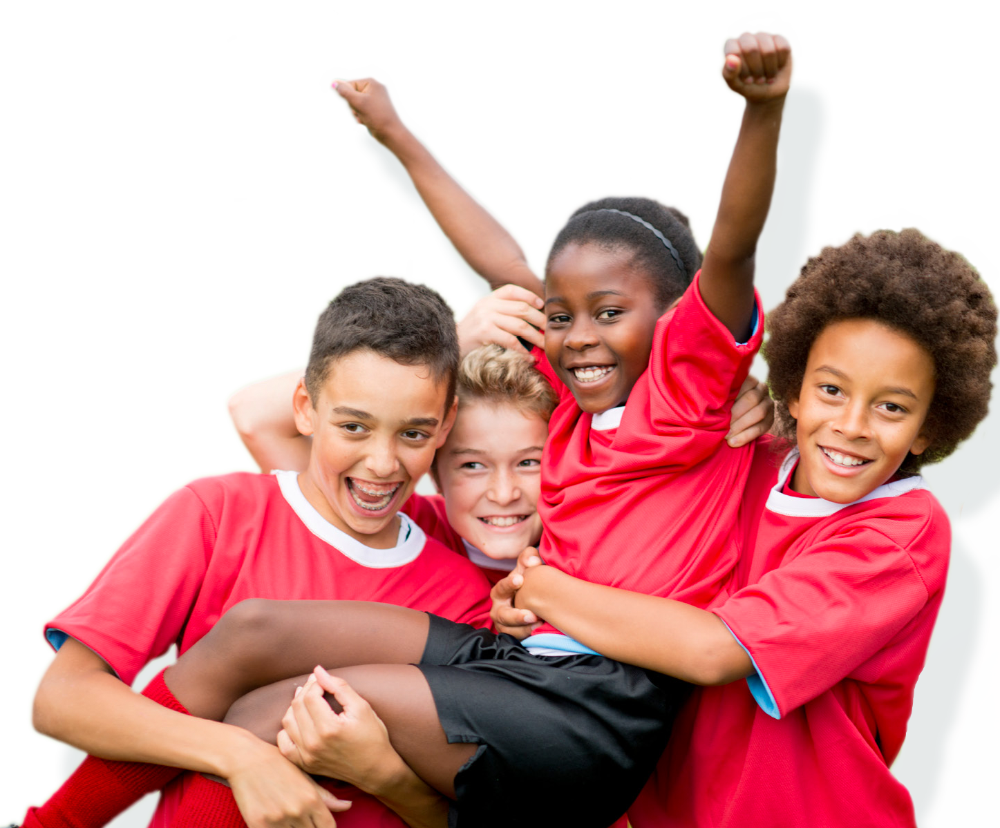 Kids cheering up and smiling